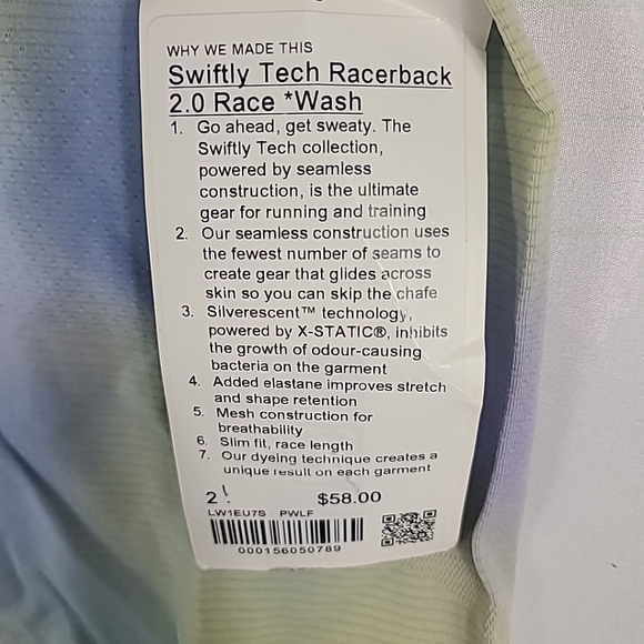 NWT Lululemon Swiftly Tech Racerback Tank 2.0 Psychedelic Wash Lavender Sz 2 ! - Picture 7 of 9